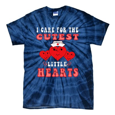 I Care For The Cutest Little Hearts Groovy Nurse Valentines Tie-Dye T-Shirt