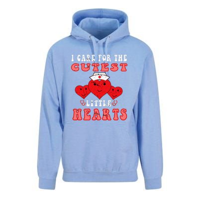 I Care For The Cutest Little Hearts Groovy Nurse Valentines Unisex Surf Hoodie