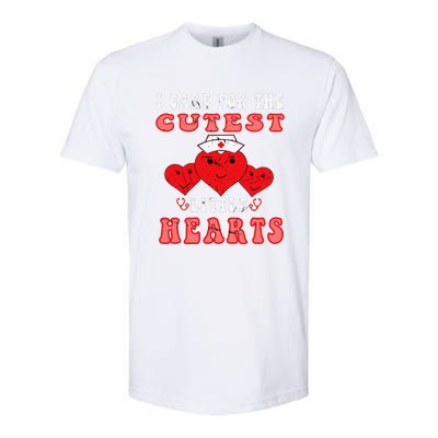 I Care For The Cutest Little Hearts Groovy Nurse Valentines Softstyle CVC T-Shirt