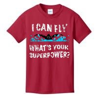 I Can Fly WhatS Your Superpower Butterfly Swimmer Kids T-Shirt