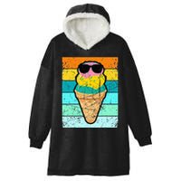 Ice Cream Funny Ice Cream Beach Pool Party Hooded Wearable Blanket