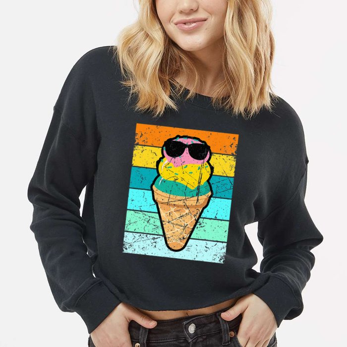 Ice Cream Funny Ice Cream Beach Pool Party Cropped Pullover Crew