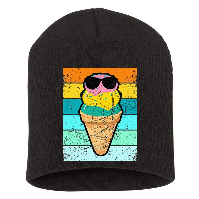Ice Cream Funny Ice Cream Beach Pool Party Short Acrylic Beanie