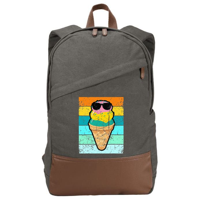 Ice Cream Funny Ice Cream Beach Pool Party Cotton Canvas Backpack