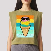 Ice Cream Funny Ice Cream Beach Pool Party Garment-Dyed Women's Muscle Tee