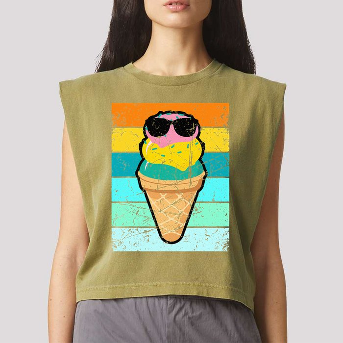 Ice Cream Funny Ice Cream Beach Pool Party Garment-Dyed Women's Muscle Tee