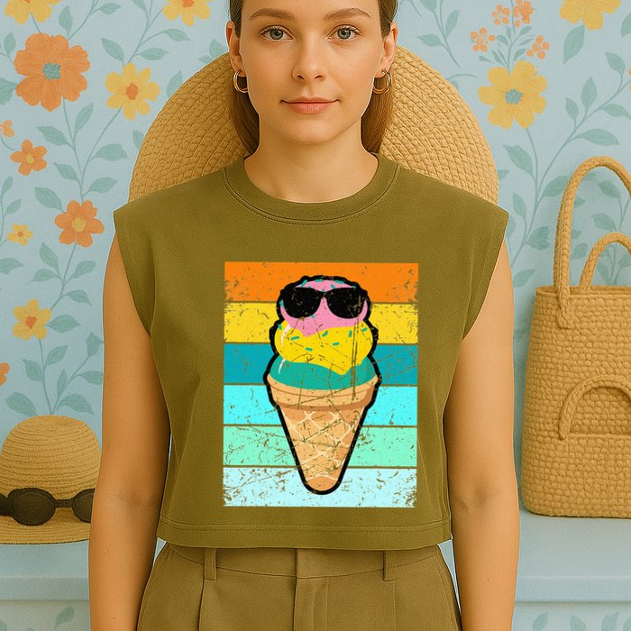 Ice Cream Funny Ice Cream Beach Pool Party Garment-Dyed Women's Muscle Tee