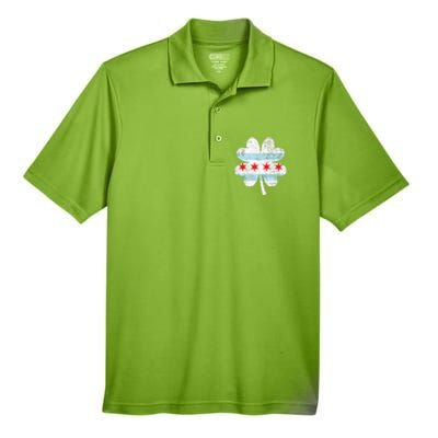 Irish Chicago Flag Shamrock St Patrick's Day Men's Origin Performance Pique Polo