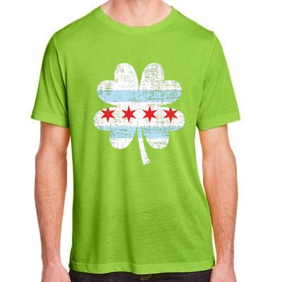 Irish Chicago Flag Shamrock St Patrick's Day Adult ChromaSoft Performance T-Shirt