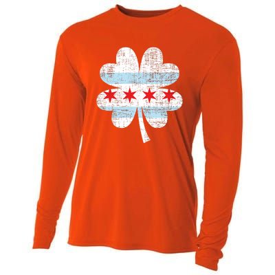 Irish Chicago Flag Shamrock St Patrick's Day Cooling Performance Long Sleeve Crew