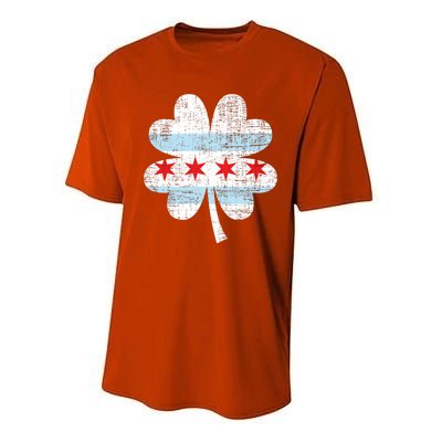 Irish Chicago Flag Shamrock St Patrick's Day Performance Sprint T-Shirt