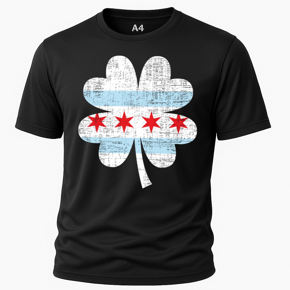 Irish Chicago Flag Shamrock St Patrick's Day Cooling Performance Crew T-Shirt