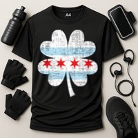 Irish Chicago Flag Shamrock St Patrick's Day Cooling Performance Crew T-Shirt
