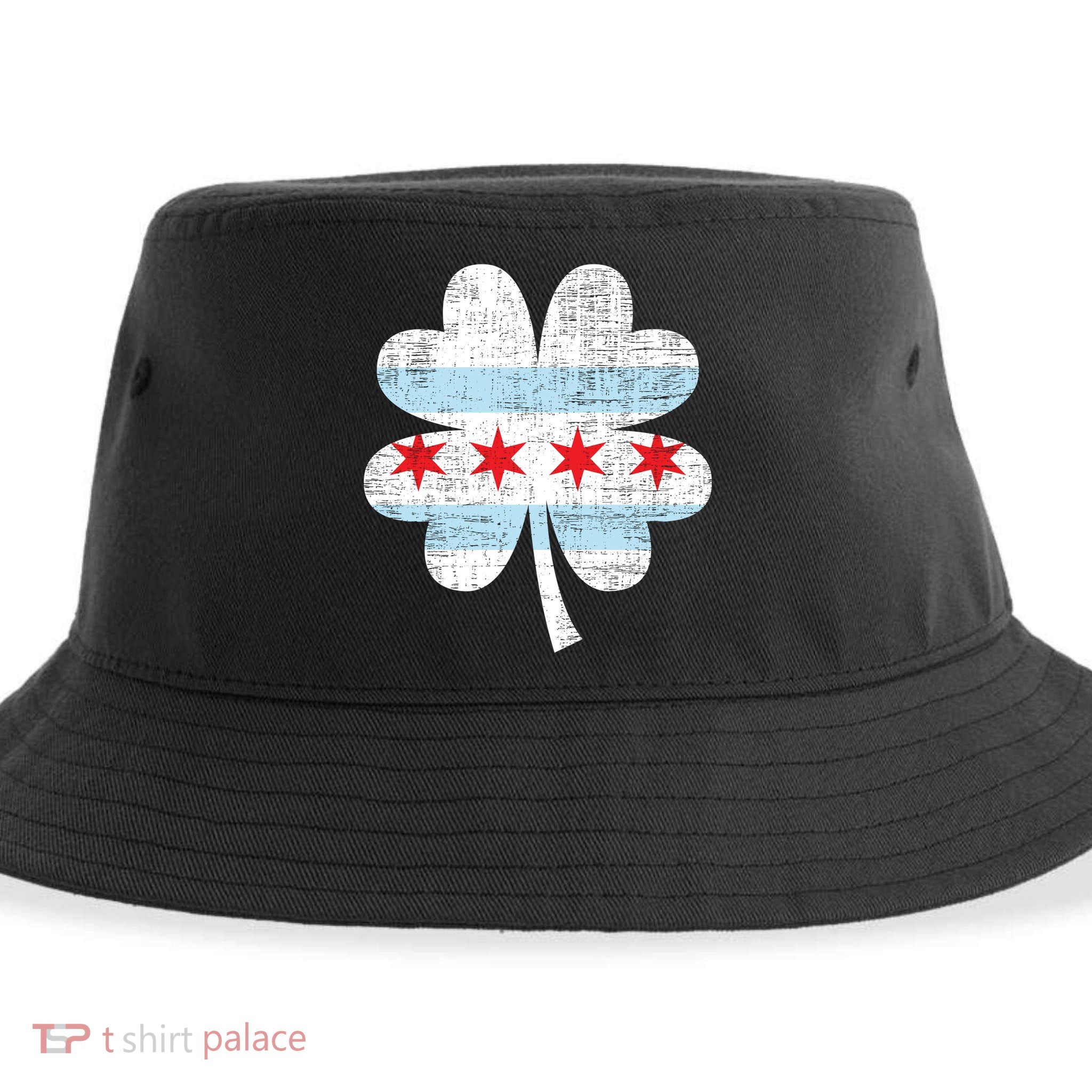 Irish Chicago Flag Shamrock St Patrick's Day Sustainable Bucket Hat