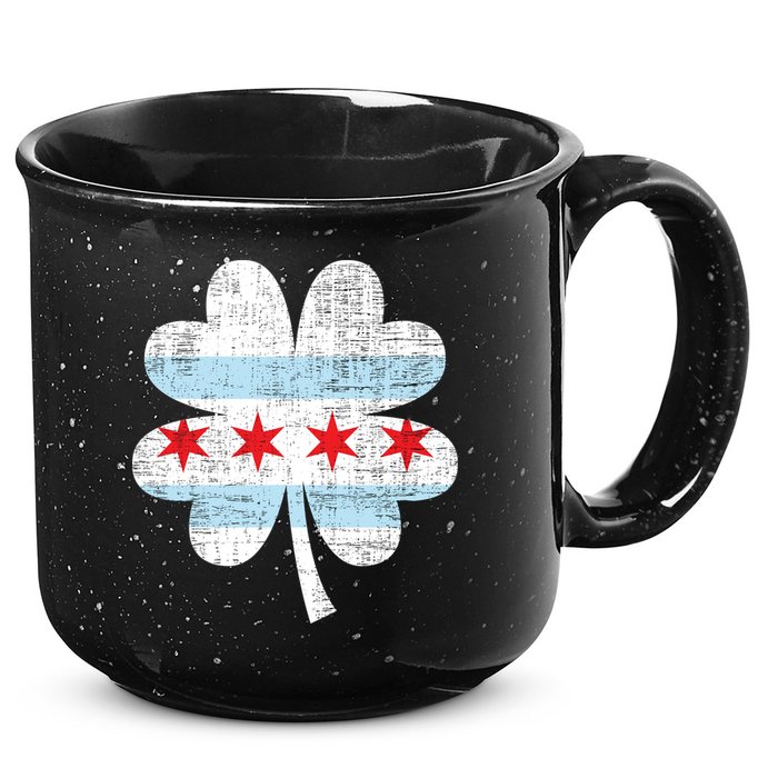 Irish Chicago Flag Shamrock St Patrick's Day 15oz Campfire Ceramic Mug