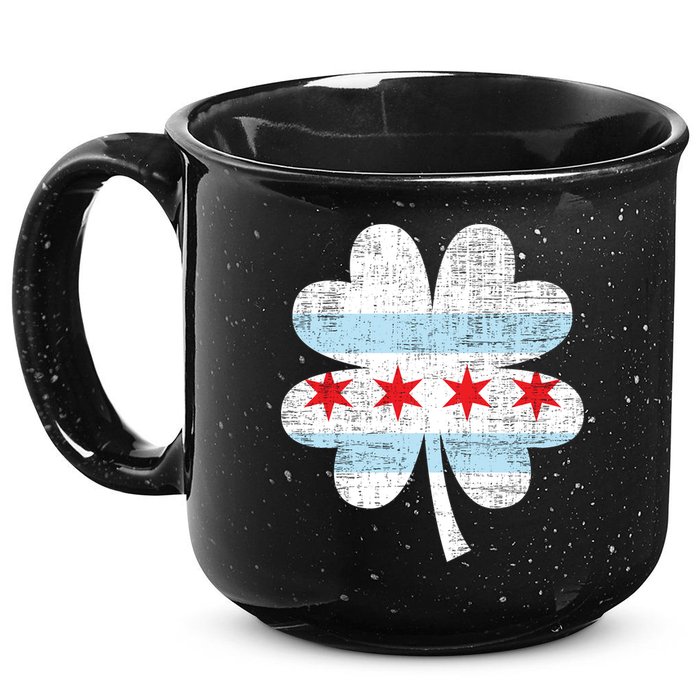 Irish Chicago Flag Shamrock St Patrick's Day 15oz Campfire Ceramic Mug