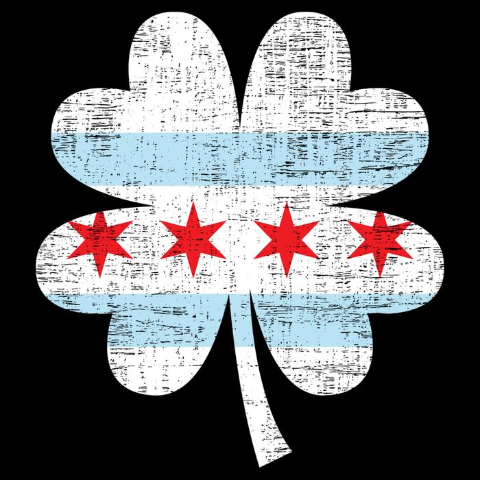 Irish Chicago Flag Shamrock St Patrick's Day Drawstring Bag