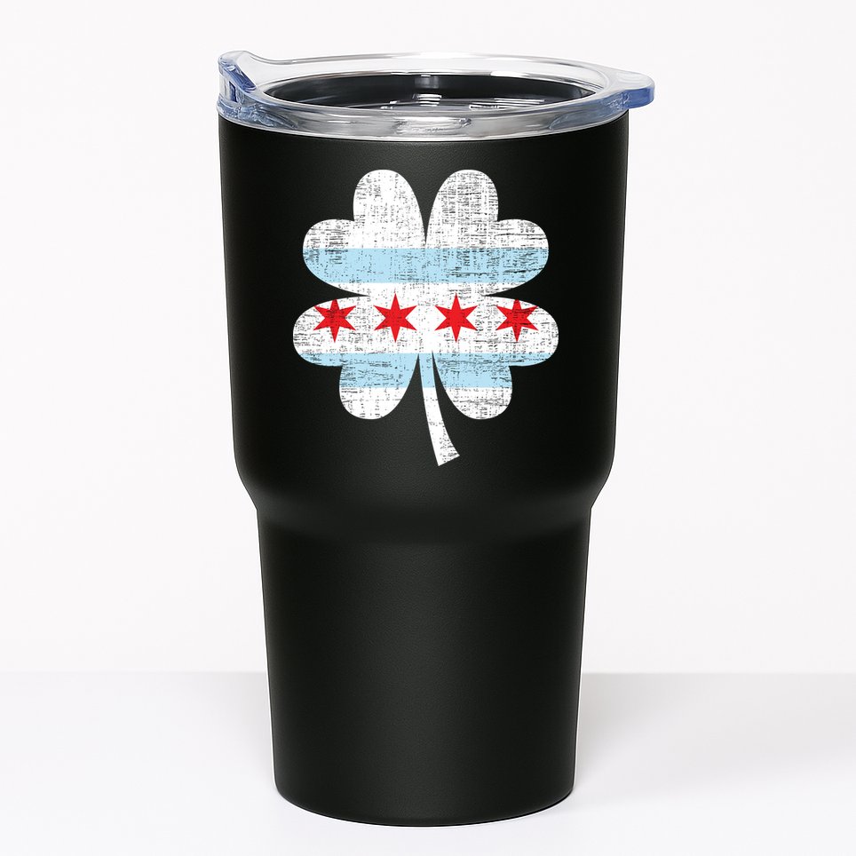 Irish Chicago Flag Shamrock St Patrick's Day Tumbler