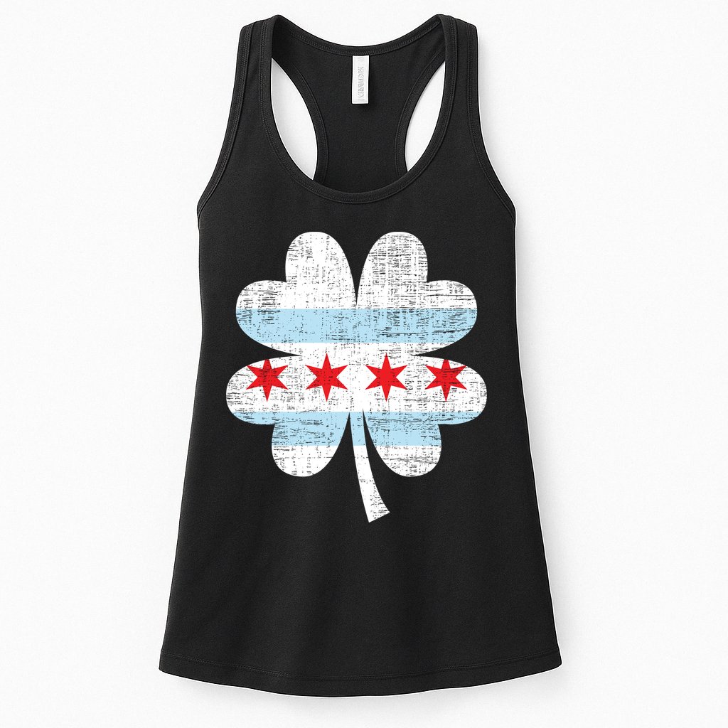 Irish Chicago Flag Shamrock St Patrick's Day Womens Tank Top