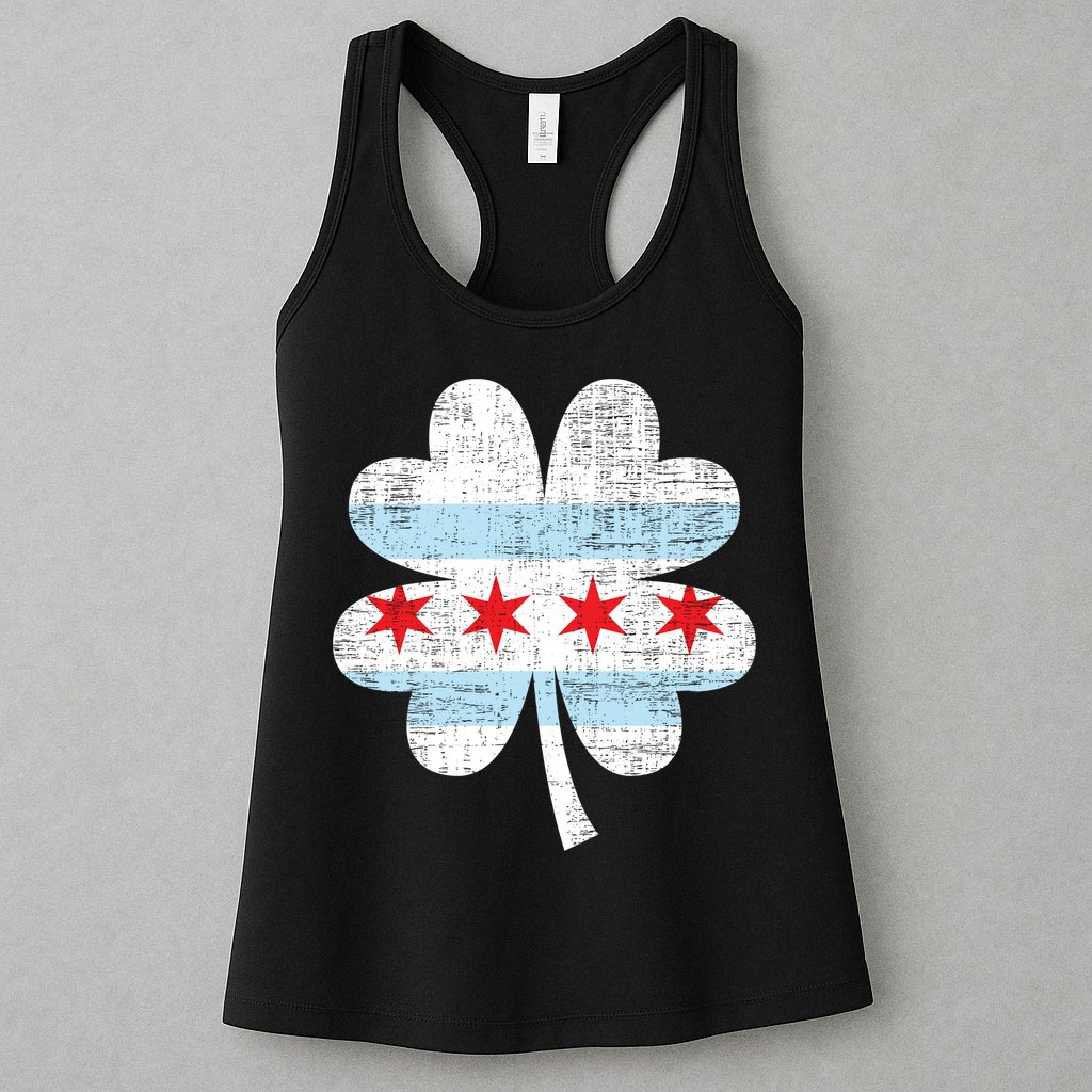 Irish Chicago Flag Shamrock St Patrick's Day Womens Tank Top
