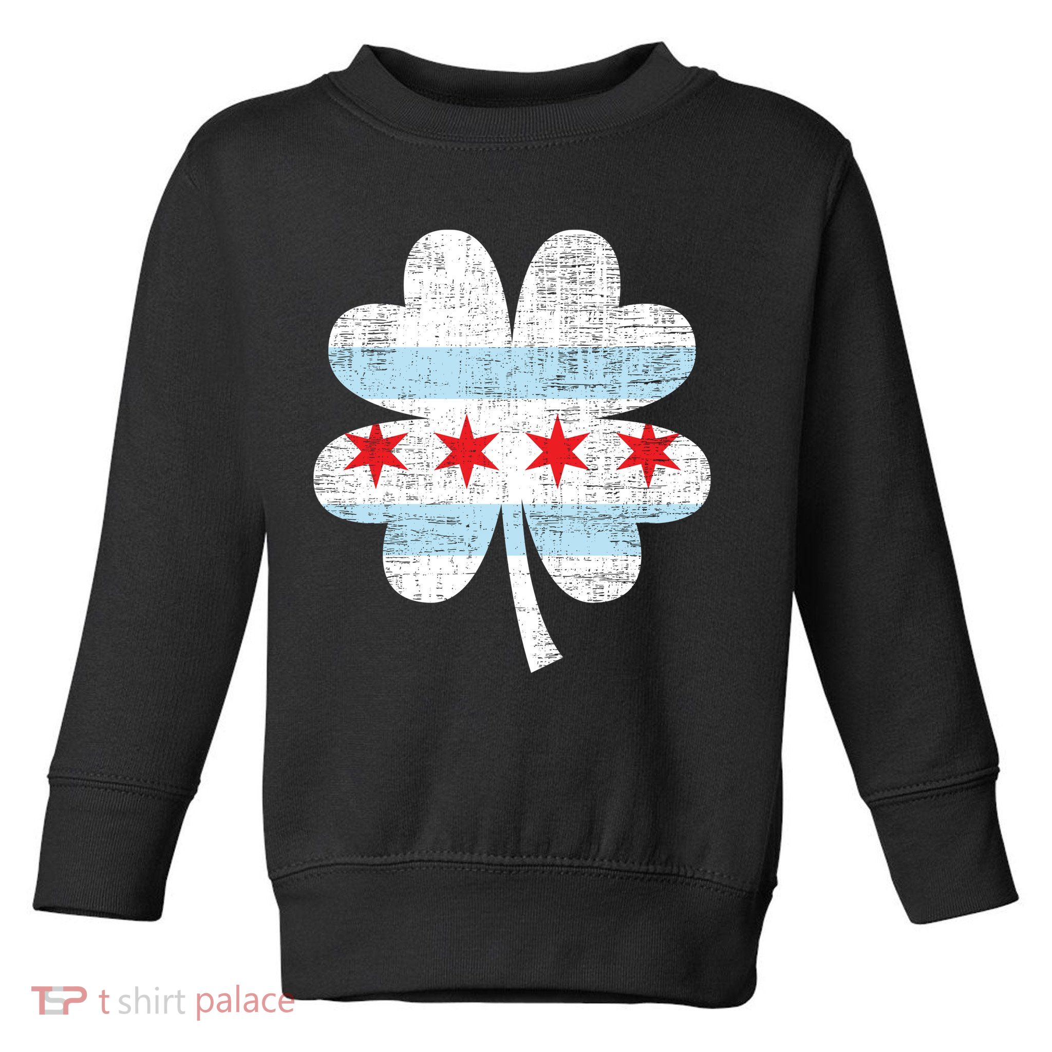 Irish Chicago Flag Shamrock St Patrick's Day Toddler Sweatshirt