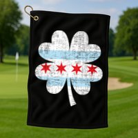 Irish Chicago Flag Shamrock St Patrick's Day Golf Towel
