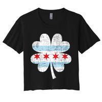 Irish Chicago Flag Shamrock St Patrick's Day Women's Crop Top Tee