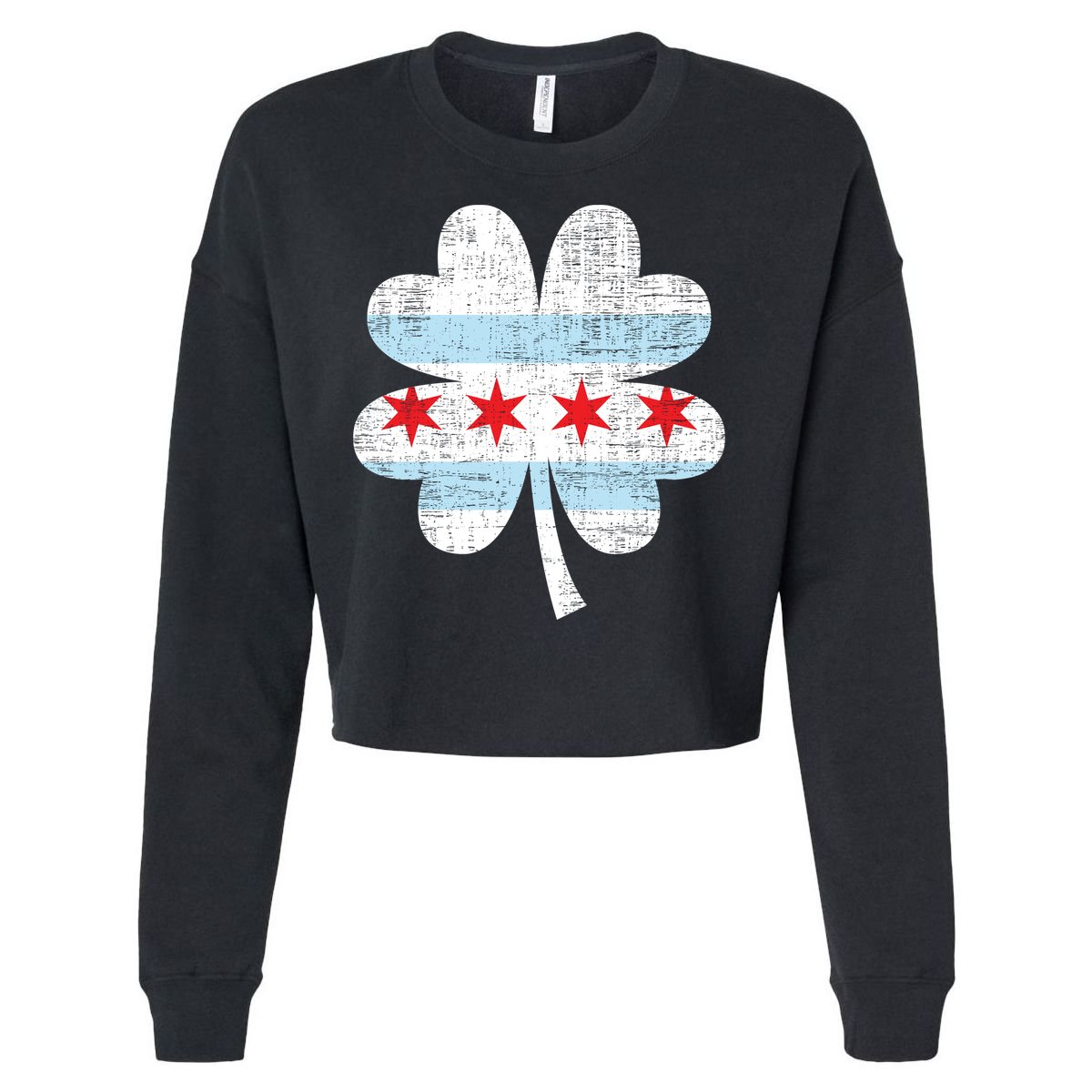 Irish Chicago Flag Shamrock St Patrick's Day Cropped Pullover Crew