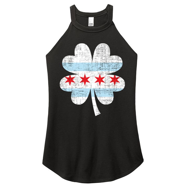 Irish Chicago Flag Shamrock St Patrick's Day Women's Perfect Tri Rocker Tank