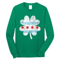 Irish Chicago Flag Shamrock St Patrick's Day Long Sleeve Shirt