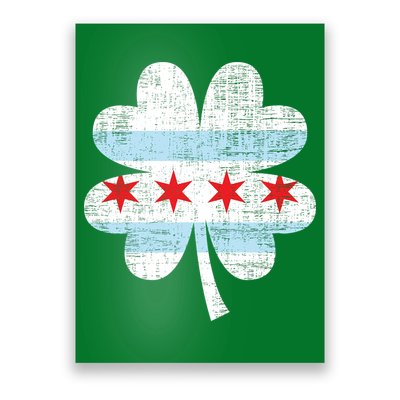 Irish Chicago Flag Shamrock St Patrick's Day Poster