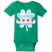 Irish Chicago Flag Shamrock St Patrick's Day Baby Bodysuit