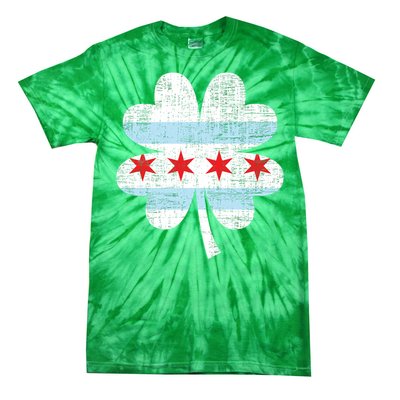 Irish Chicago Flag Shamrock St Patrick's Day Tie-Dye T-Shirt