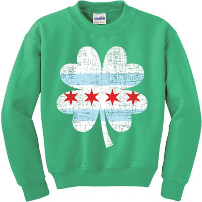 Irish Chicago Flag Shamrock St Patrick's Day Kids Sweatshirt