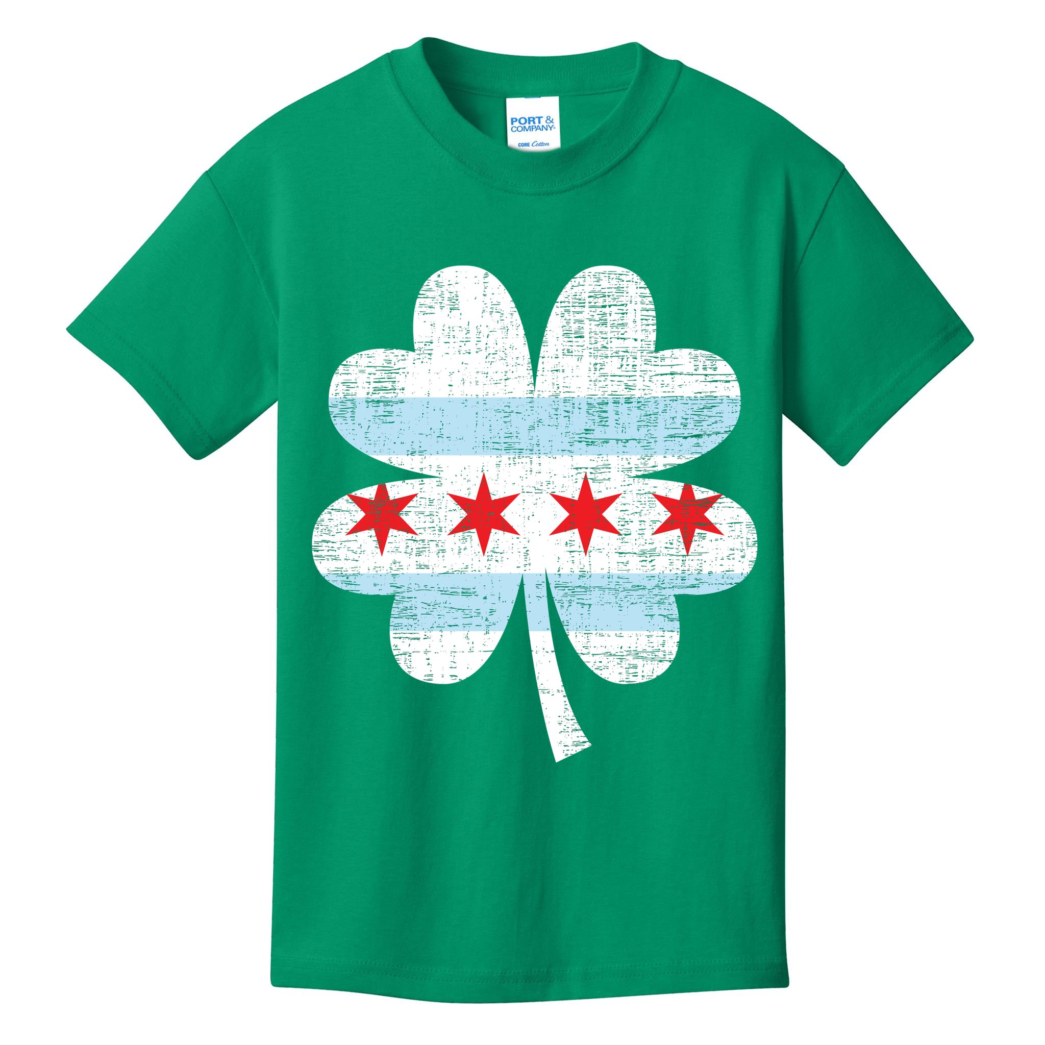 Irish Chicago Flag Shamrock St Patrick's Day Kids T-Shirt