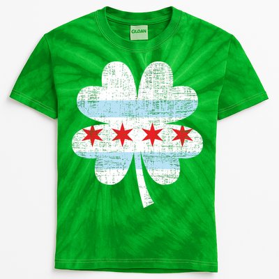 Irish Chicago Flag Shamrock St Patrick's Day Kids Tie-Dye T-Shirt