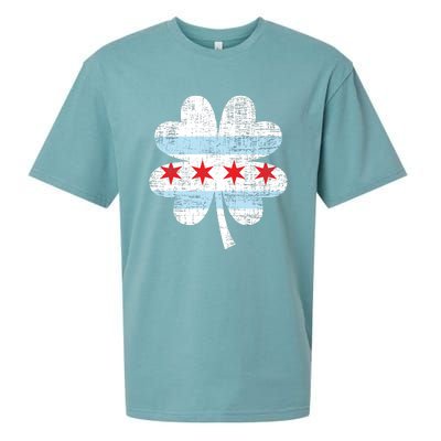 Irish Chicago Flag Shamrock St Patrick's Day Sueded Cloud Jersey T-Shirt