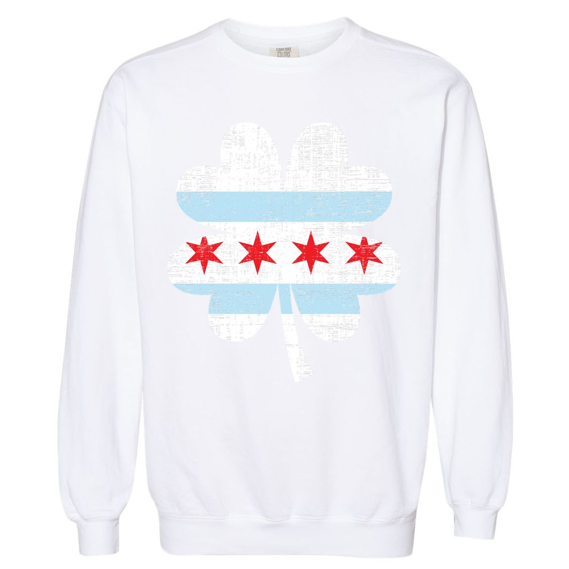 Irish Chicago Flag Shamrock St Patrick's Day Garment-Dyed Sweatshirt