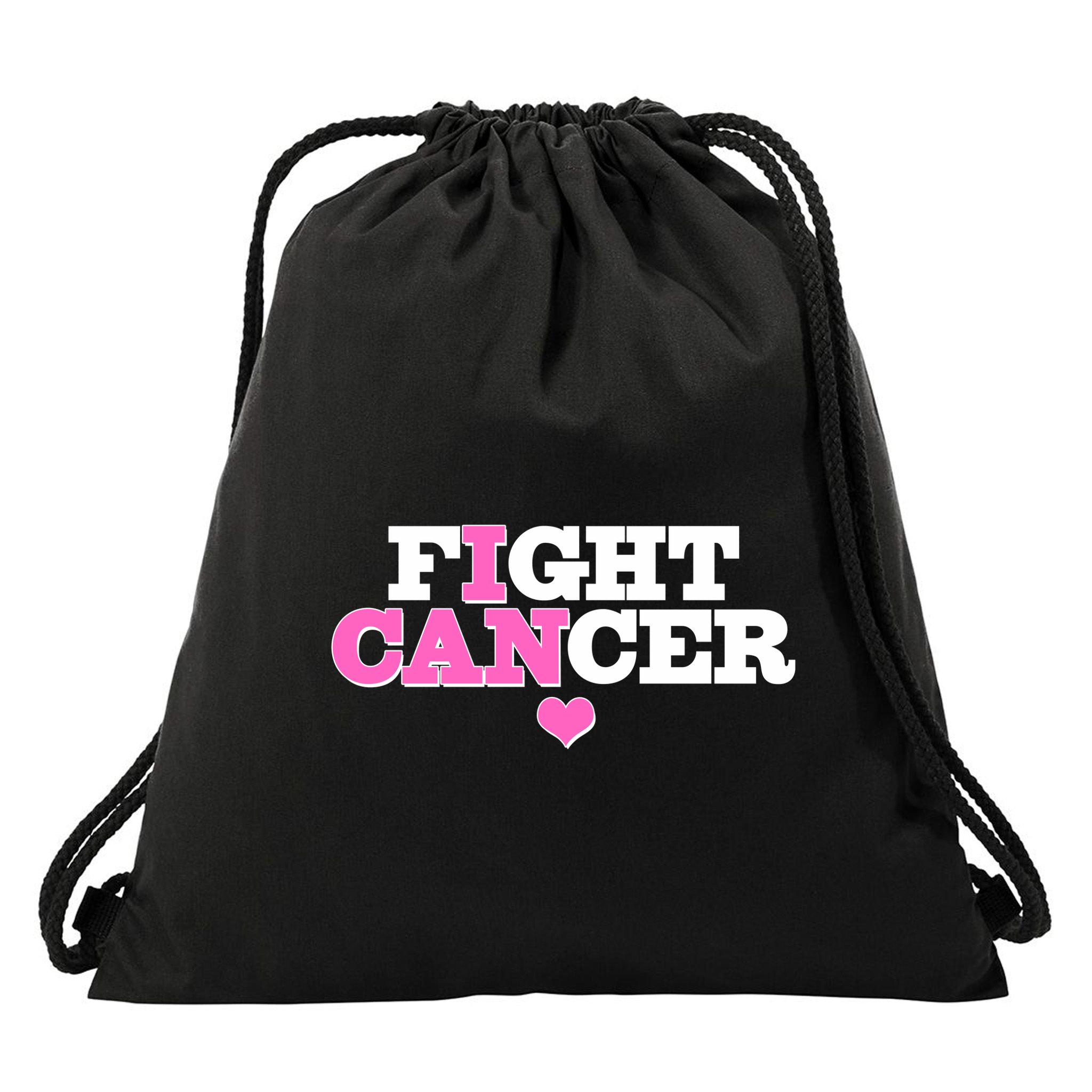 I Can Fight Cancer Breast Cancer Awareness Warrior Drawstring Bag