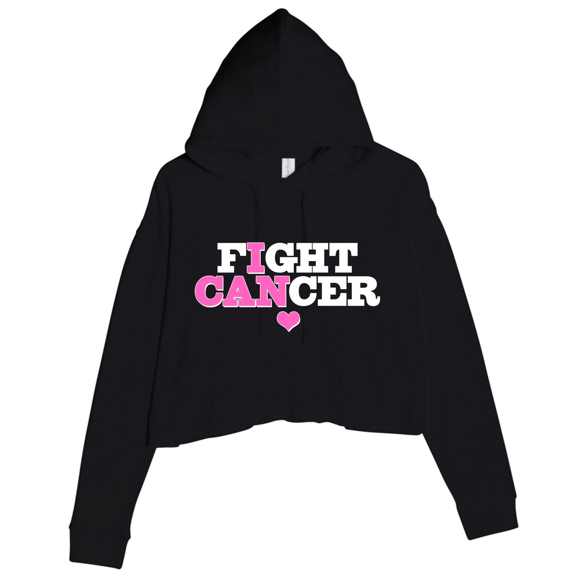 I Can Fight Cancer Breast Cancer Awareness Warrior Crop Fleece Hoodie