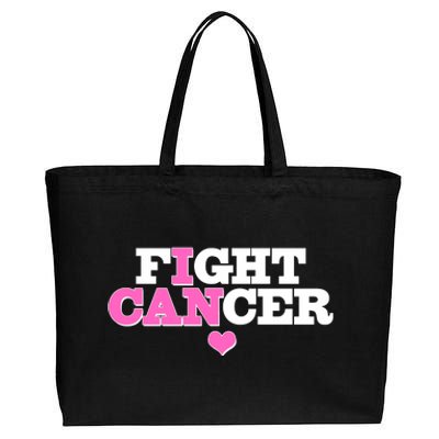 I Can Fight Cancer Breast Cancer Awareness Warrior Cotton Canvas Jumbo Tote