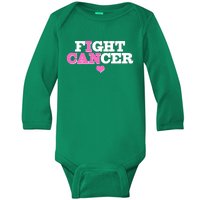 I Can Fight Cancer Breast Cancer Awareness Warrior Baby Long Sleeve Bodysuit