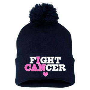 I Can Fight Cancer Breast Cancer Awareness Warrior Pom Pom 12in Knit Beanie