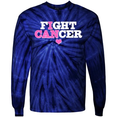 I Can Fight Cancer Breast Cancer Awareness Warrior Tie-Dye Long Sleeve Shirt