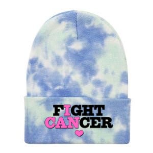 I Can Fight Cancer Breast Cancer Awareness Warrior Tie Dye 12in Knit Beanie