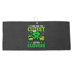 I Care For The Cutest Little Clovers St Patricks Day Nurse Large Microfiber Waffle Golf Towel