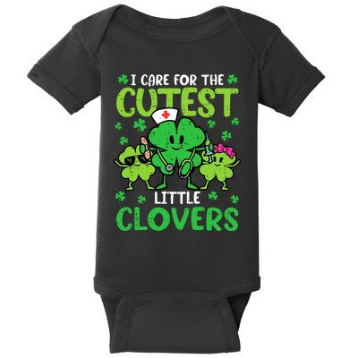 I Care For The Cutest Little Clovers St Patricks Day Nurse Baby Bodysuit