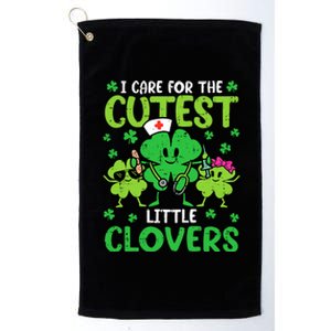 I Care For The Cutest Little Clovers St Patricks Day Nurse Platinum Collection Golf Towel