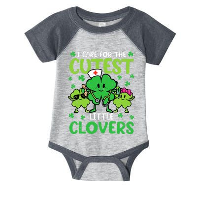 I Care For The Cutest Little Clovers St Patricks Day Nurse Infant Baby Jersey Bodysuit