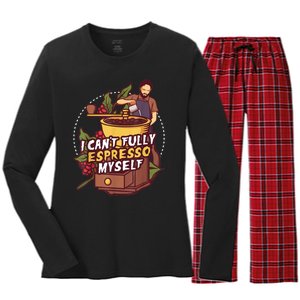 I Can’t Fully Espresso Myself Coffee Women's Long Sleeve Flannel Pajama Set 